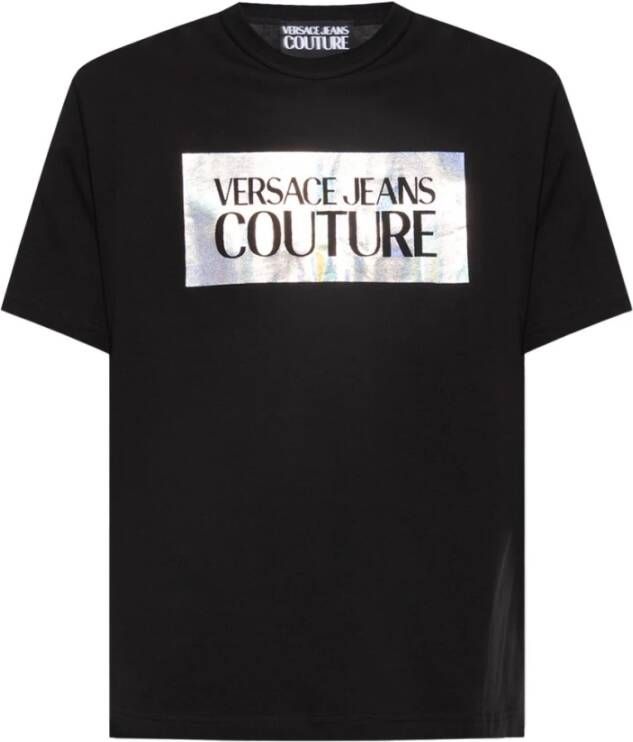 Versace Jeans Couture Holografisch Logo T-shirt Black Heren