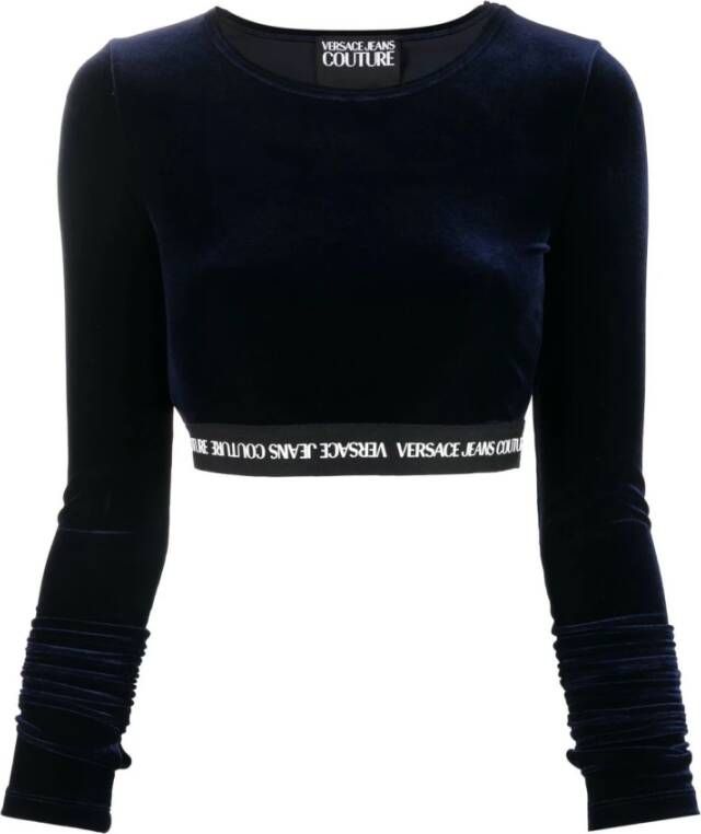 Versace Jeans Couture Stijlvolle Crop Top met Mouwen Blue Dames