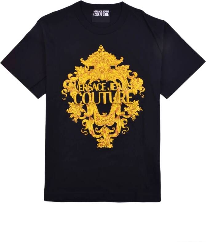 Versace Jeans Couture Zwart Crystal Logo T-Shirt voor Heren Black Heren