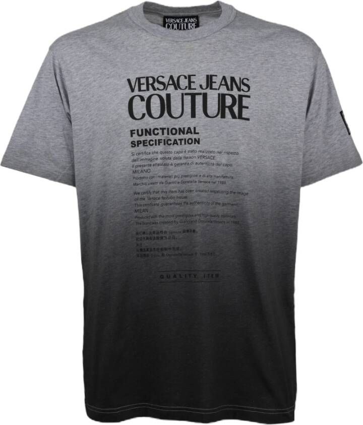 Versace Jeans Couture Bedrukt T-shirt met Logo Print Gray Heren