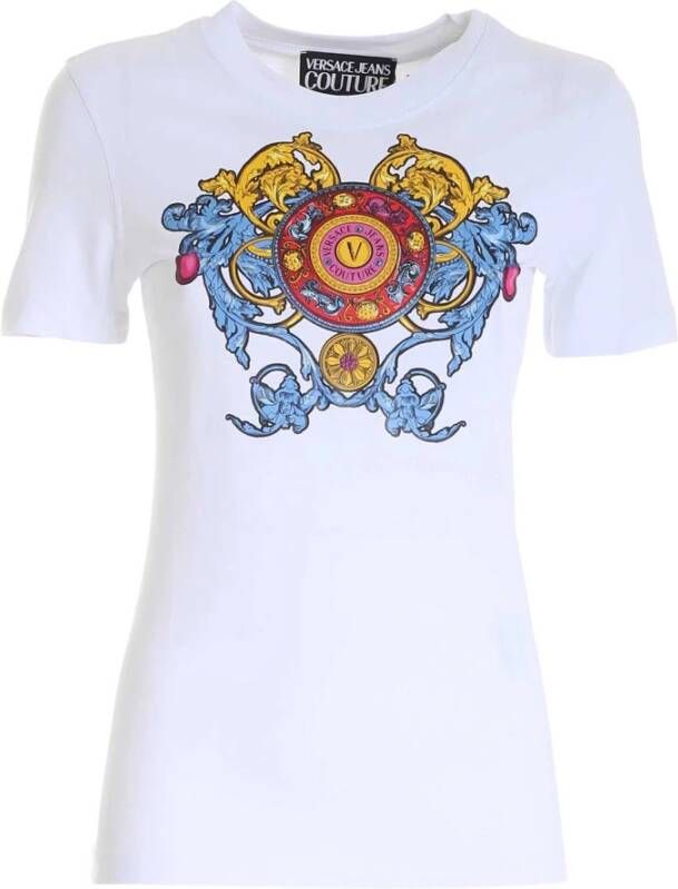 Versace Jeans Couture Regalia Logo Print T-Shirt White Dames