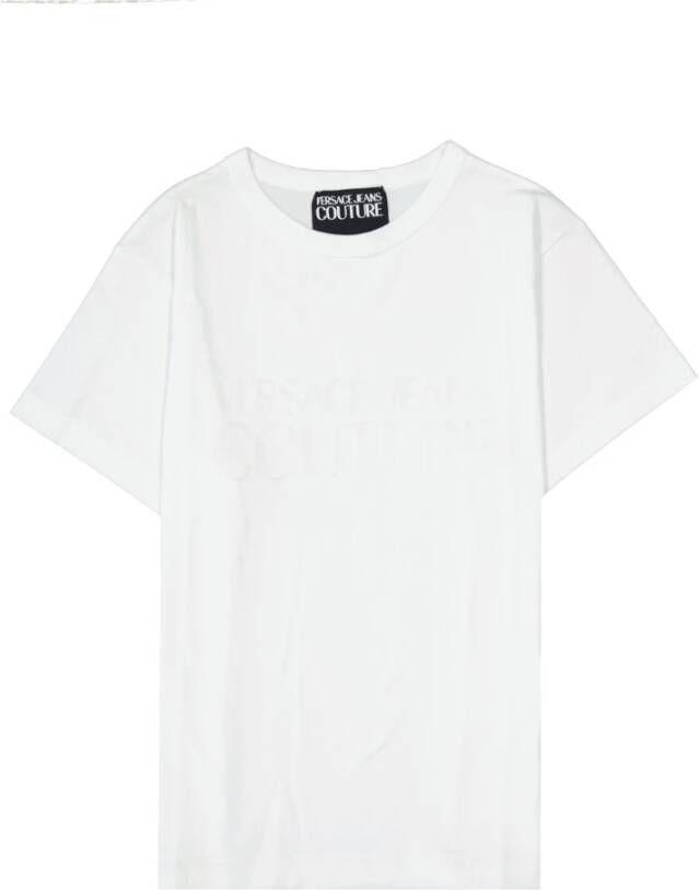 Versace Jeans Couture Mode Logo Katoenen T-shirt White Dames