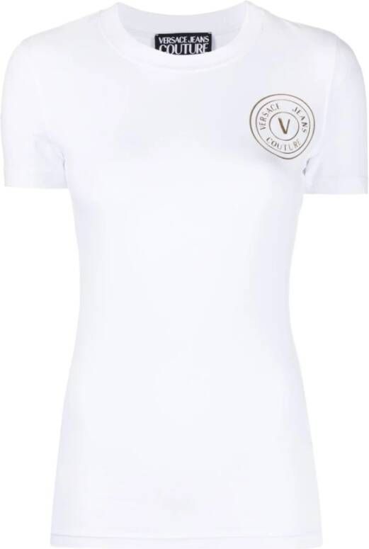 Versace Jeans Couture Stijlvolle Foil T-Shirt voor Modebewuste Vrouwen White Dames
