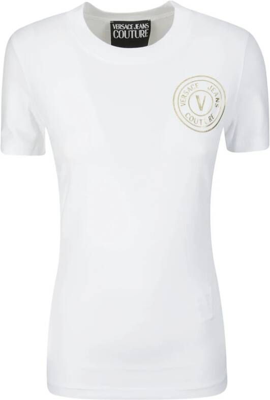 Versace Jeans Couture Stijlvolle Foil T-Shirt voor Modebewuste Vrouwen White Dames