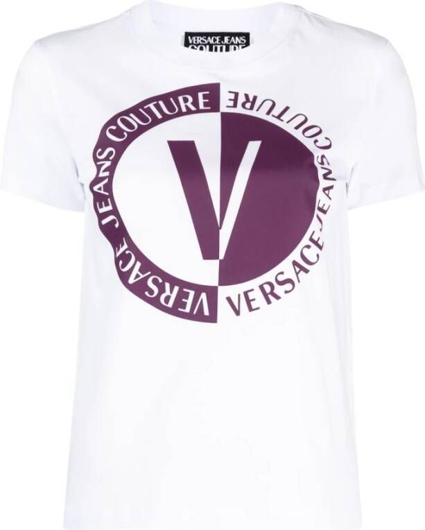 Versace Jeans Couture Wit Katoenen T-Shirt voor Dames Aw23 White Dames