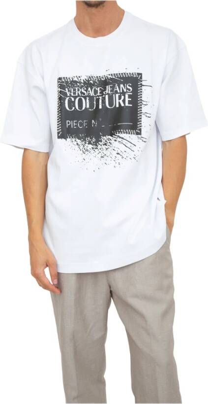 Versace Jeans Couture Wit Serigrafisch T-Shirt voor Heren White Heren