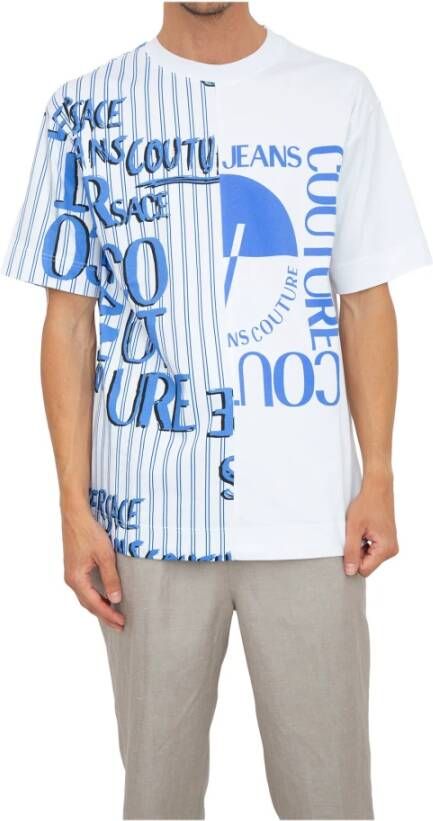 Versace Jeans Couture Doodle Logo Stripes White T-Shirt Wit Heren