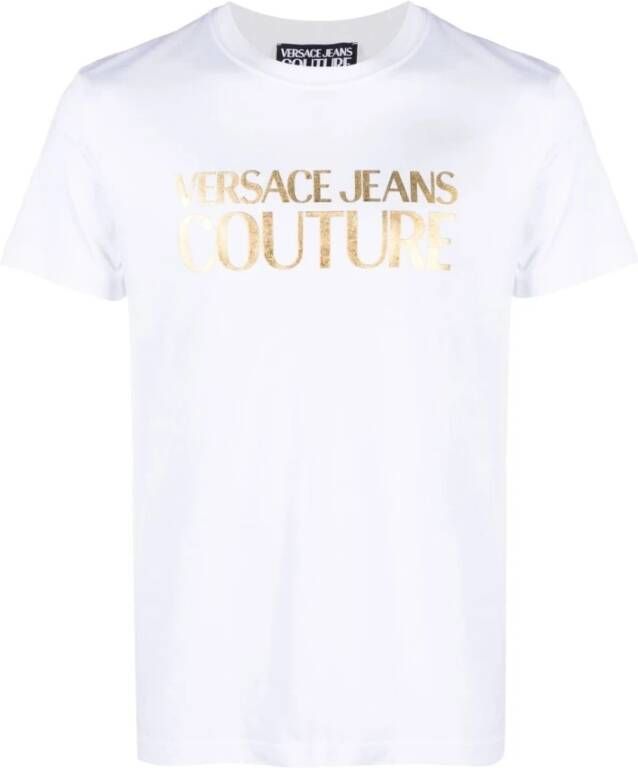 Versace Jeans Couture Heren Wit T-shirt met Pinaforemetal Design White Heren