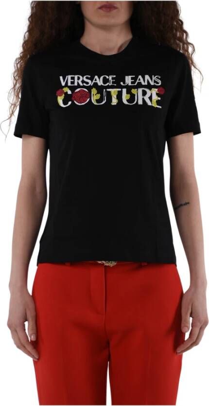 Versace Jeans Couture Iconisch Designer T-Shirt voor Vrouwen Black Dames