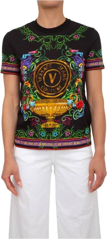 Versace Jeans Couture Zwart T-Shirt Stijlvol en Comfortabel Black Dames