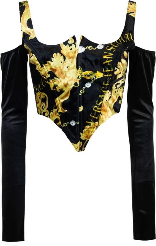 Versace Jeans Couture Zwarte Top met Rits Modern en Stijlvol Black Dames