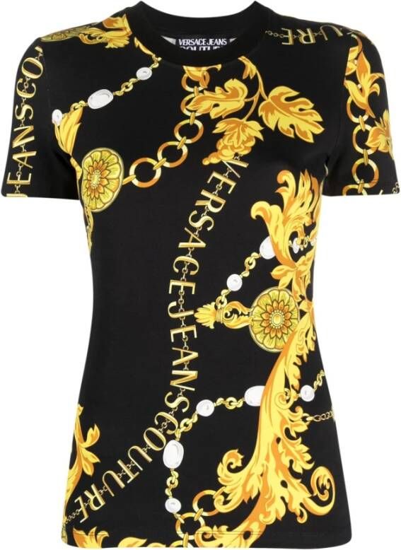 Versace Jeans Couture Slim Fit Logo Print T-shirt voor vrouwen Black Dames