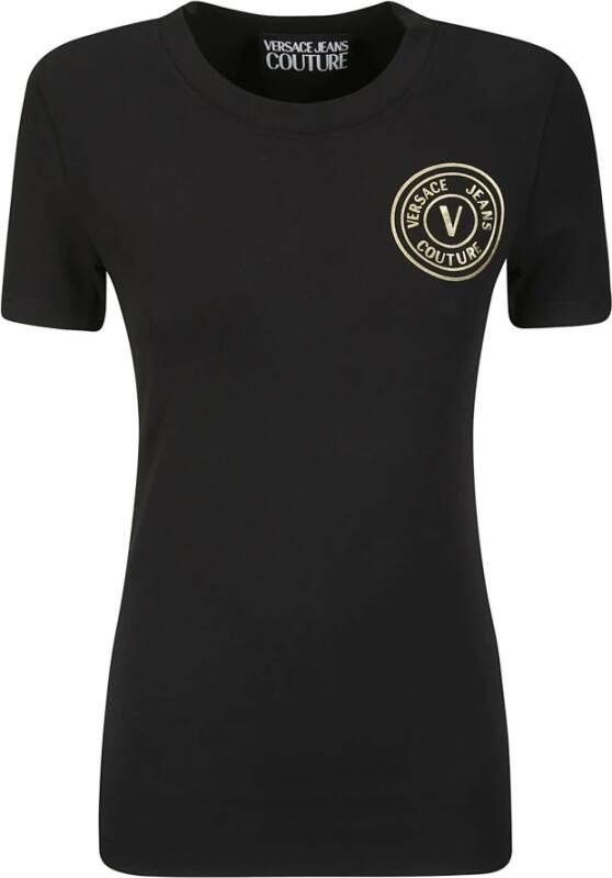 Versace Jeans Couture Zwarte Crewneck T-shirts en Polos met Logo Print Black Dames