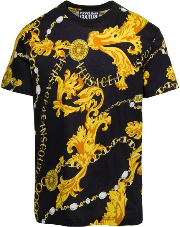 Versace Jeans Couture Barok Print Luxe T-shirt voor Heren Black Heren