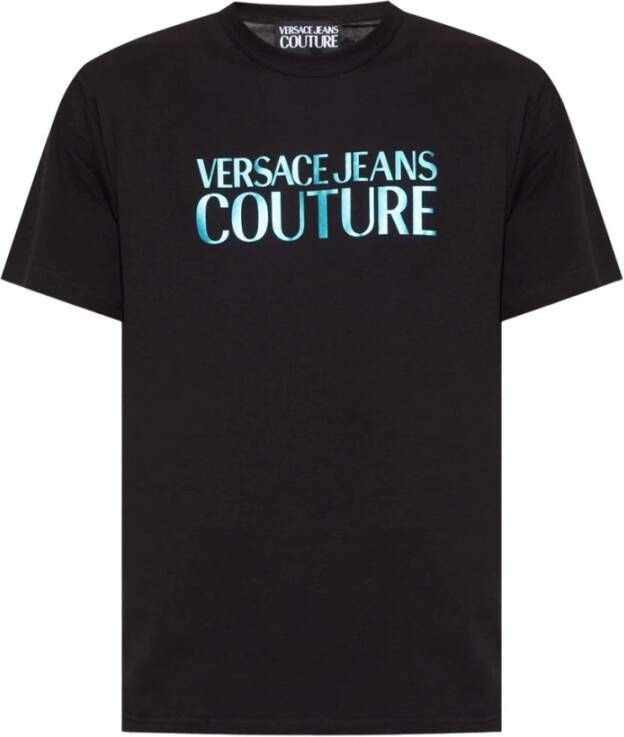 Versace Jeans Couture Iris Logo T-Shirt Stijlvolle heren katoenen shirt Black Heren