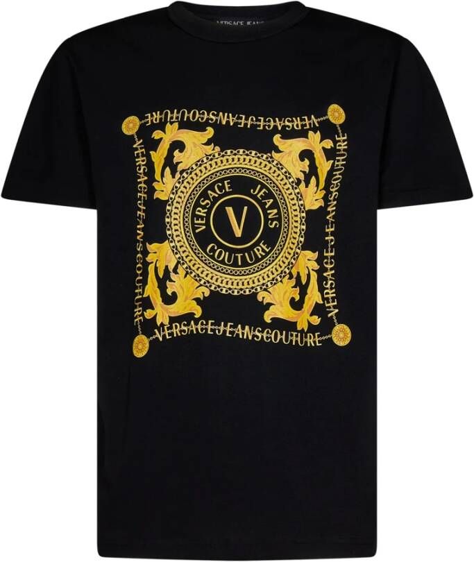 Versace Jeans Couture Logo-print Organisch Katoenen T-shirt Zwart Black Heren