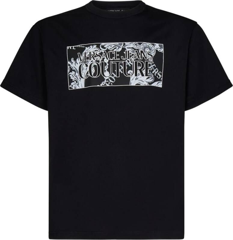 Versace Jeans Couture Zwart Katoenen T-shirt met Logo Print Black Heren
