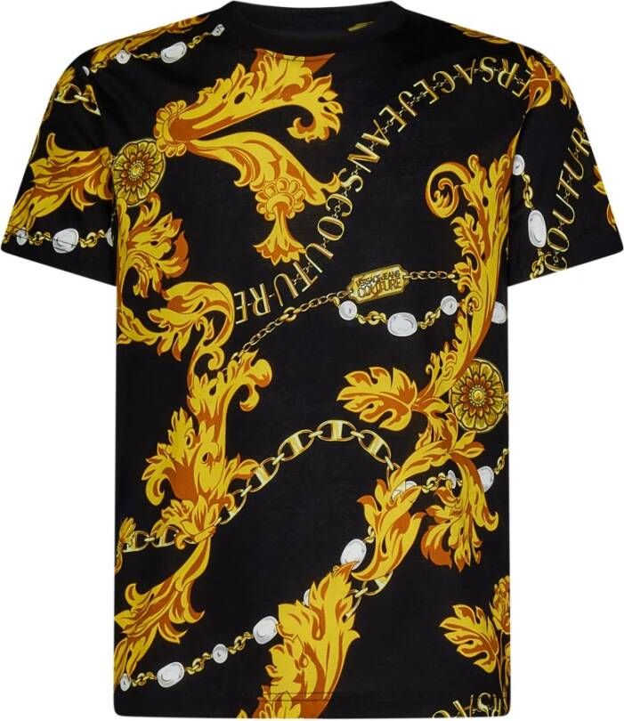 Versace Jeans Couture Barok Print Luxe T-shirt voor Heren Black Heren