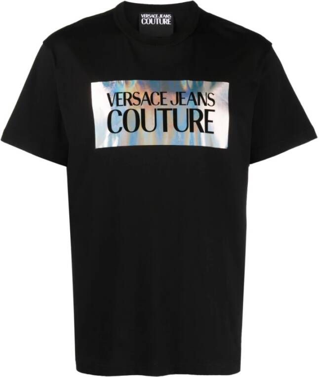 Versace Jeans Couture Zwarte T-shirts en Polos met 98% Katoen Black Heren