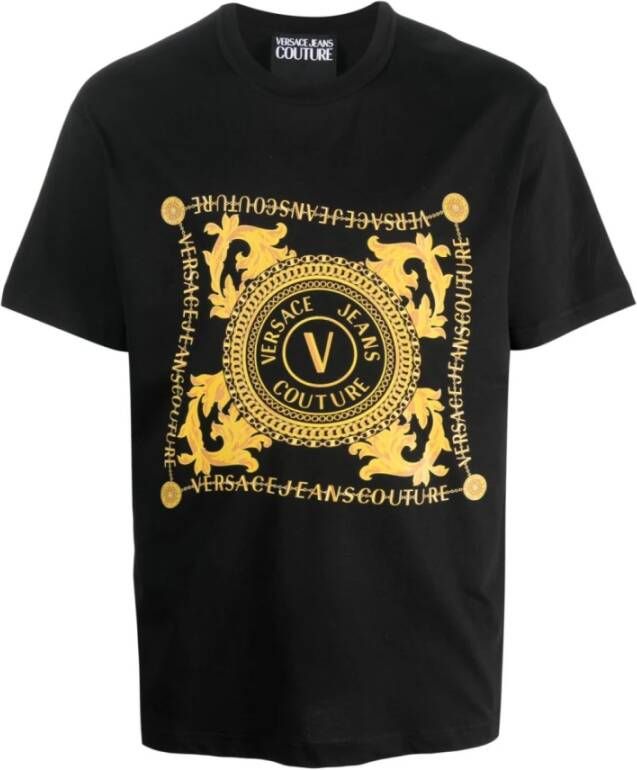 Versace Jeans Couture Logo-print Organisch Katoenen T-shirt Zwart Black Heren