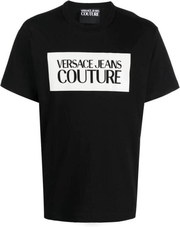 Versace Jeans Couture Zwarte T-shirts en Polos Heren Jersey T-Shirt Black Heren