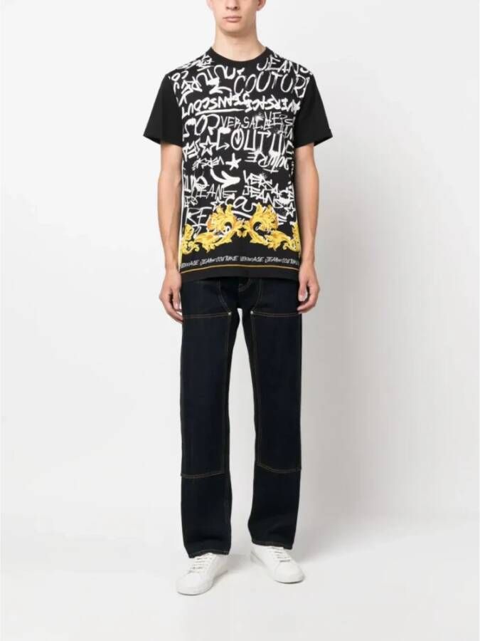 Versace Jeans Couture T-shirt met Graffiti Print en Logo Zoom Multicolor Heren