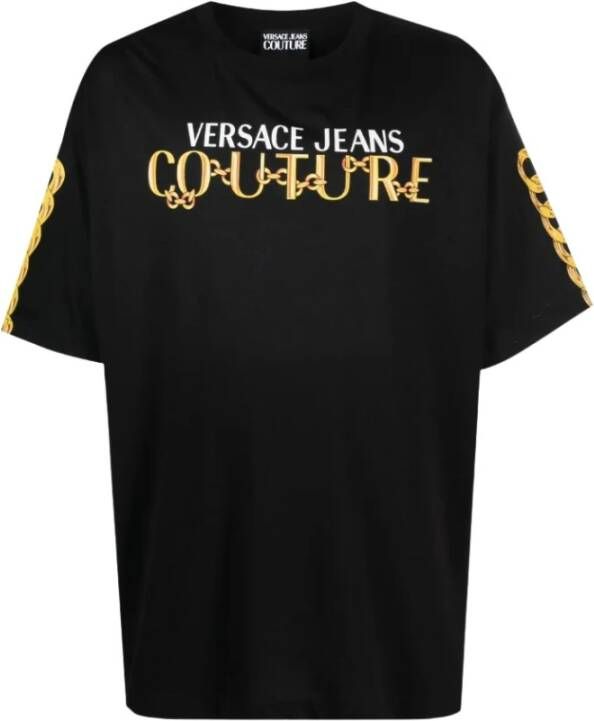 Versace Jeans Couture Zwarte Sweaters met Iconische Logo Print Black Heren