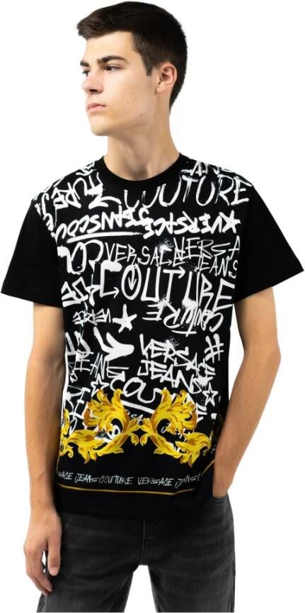 Versace Jeans Couture T-shirt met Graffiti Print en Logo Zoom Multicolor Heren