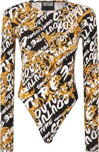 Versace Jeans Couture TOP Lycra Print Brush Couture Body Geel Dames