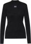 Versace Jeans Couture Zwarte Geribbelde Coltrui Top met Logo Patch Black Dames - Thumbnail 1