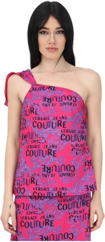 Versace Jeans Couture Logo Couture Fuchsia One-Shoulder TOP Paars Dames