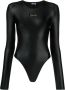 Versace Jeans Couture Zwarte top met lange mouwen ronde hals en logo Black Dames - Thumbnail 3