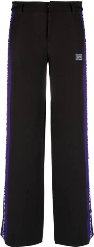 Versace Jeans Couture Elegante broek met rechte pijpen en logo detail Black Dames