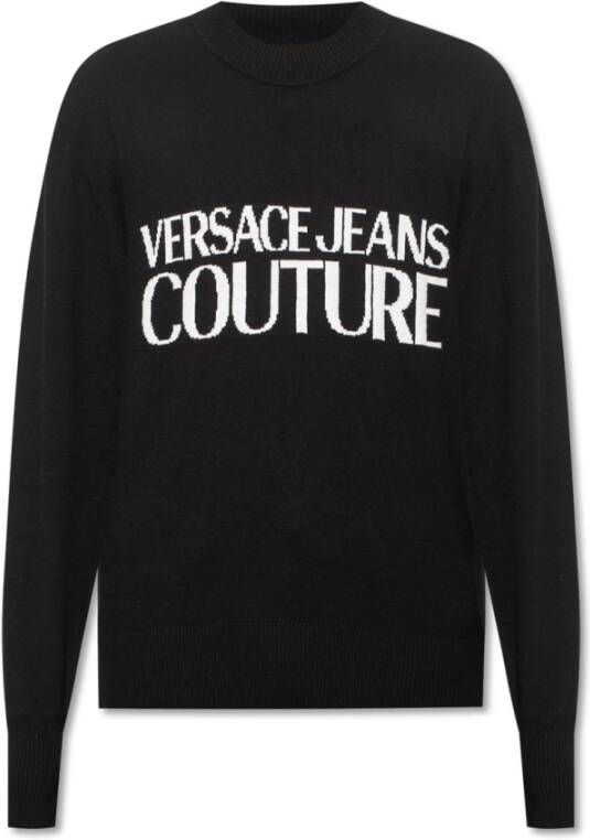 Versace Jeans Couture Trui met logo Zwart Heren