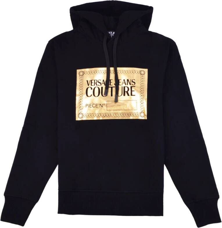 Versace Jeans Couture Zwarte hoodie met goudkleurige logoprint Black Heren