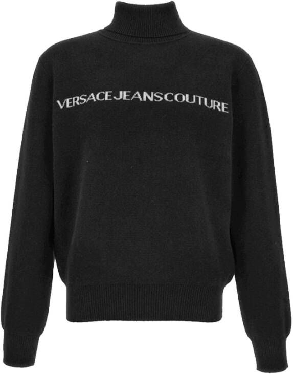 Versace Jeans Couture Hoodie met lange mouwen en V-Emblem Chain Design Black Heren
