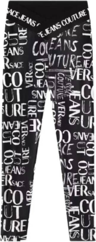 Versace Jeans Couture Leggings met Kruis-Taille en All-Over Print Black Dames
