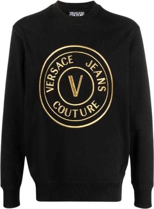 Versace Jeans Couture V Emblem 3D Embro Sweater Heren Zwart Goud Zwart Heren