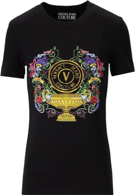Versace Jeans Couture Zwart bedrukt T-shirt voor dames M Black Dames