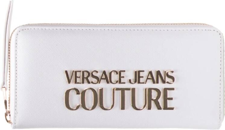 Versace Jeans Couture Witte Logo Lock Portemonnee met Saffiano Print White Dames