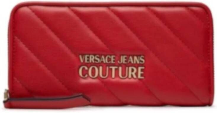 Versace Jeans Couture Rode Gewatteerde Logo Portemonnee Red Dames