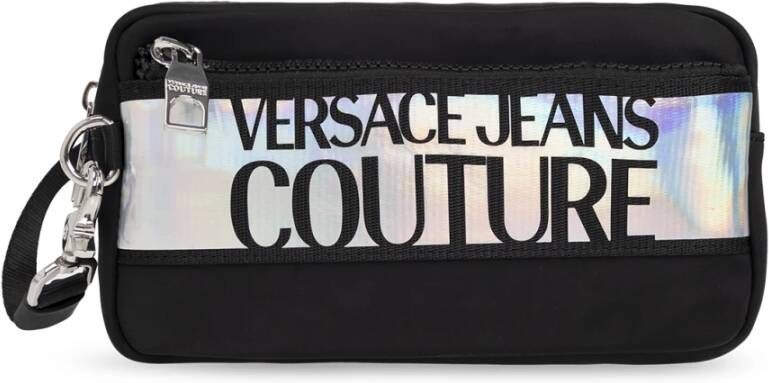 Versace Jeans Couture Zwarte Multicolor Marsupio met Zilveren Details Black Heren