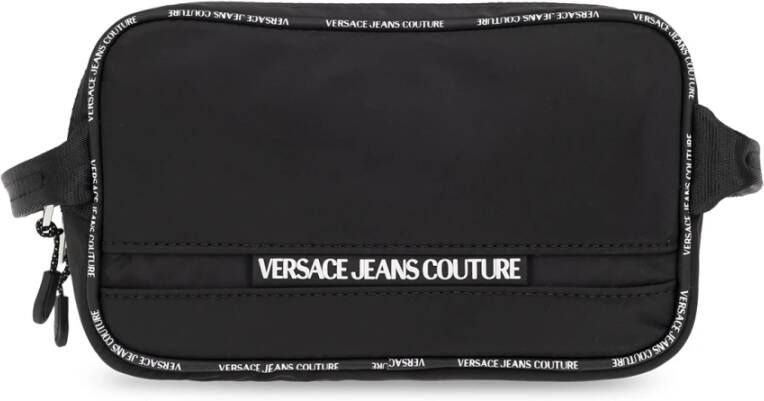 Versace Jeans Couture Toilettas met reliëflogo en ritssluiting Black Heren