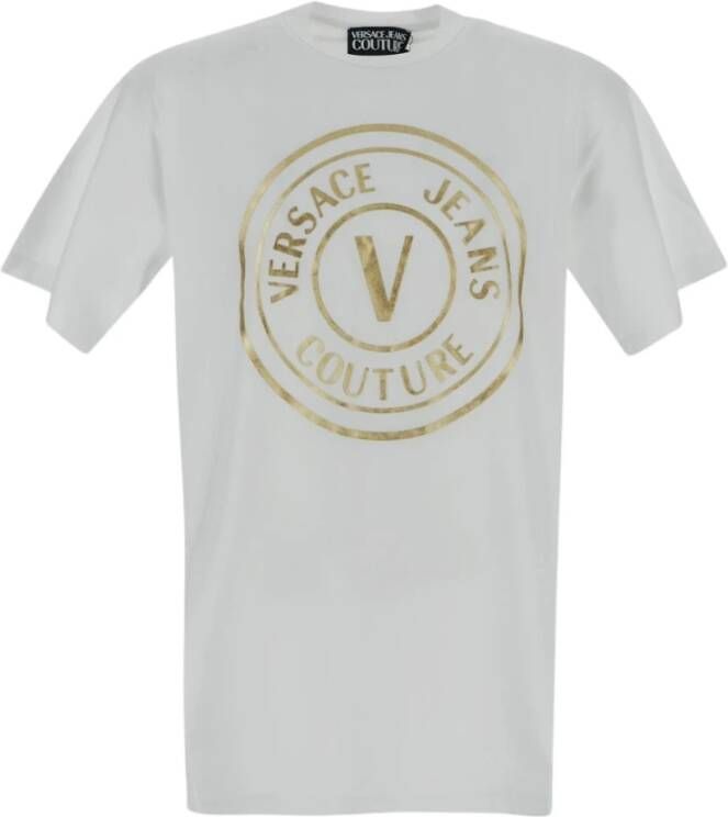 Versace Jeans Couture Wit Katoenen Logo Print T-Shirt White Heren