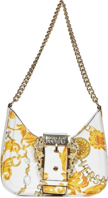 Versace Jeans Couture Witte schoudertas met Chain Couture print Yellow Dames