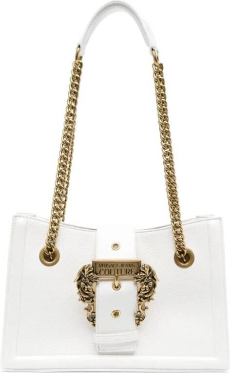 Versace Jeans Couture Witte Leren Schoudertas met Gouden Details White Dames - Foto 2