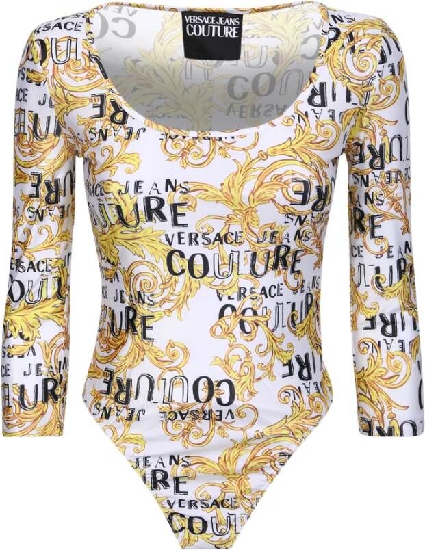 Versace Jeans Couture Witte Sweater met Logo Print White Dames