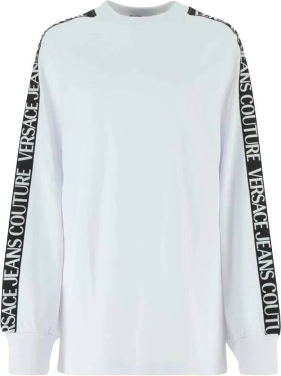 Versace Jeans Couture Witte Sweatshirt met Logo Strepen White Dames
