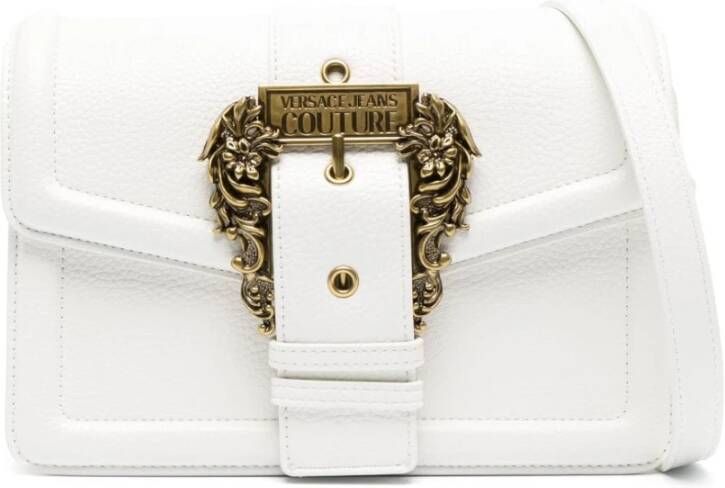 Versace Jeans Couture Witte Imitatieleer Accordeon Tas met Barok Parels White Dames