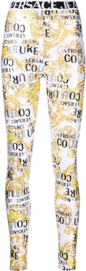Versace Jeans Couture Women Clothing Leggings White Ss23 Wit Dames